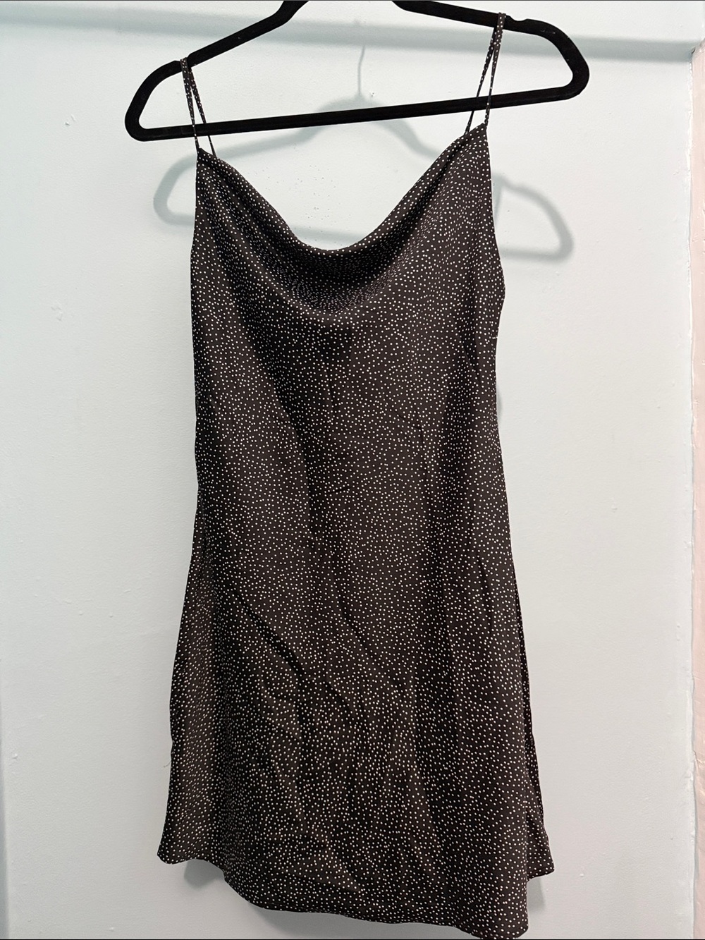 Urban Outfitters Black Microdot Cowl Slip Dress